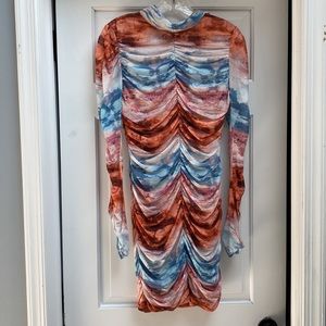 NWT wild fable ruched colorful long sleeve dress